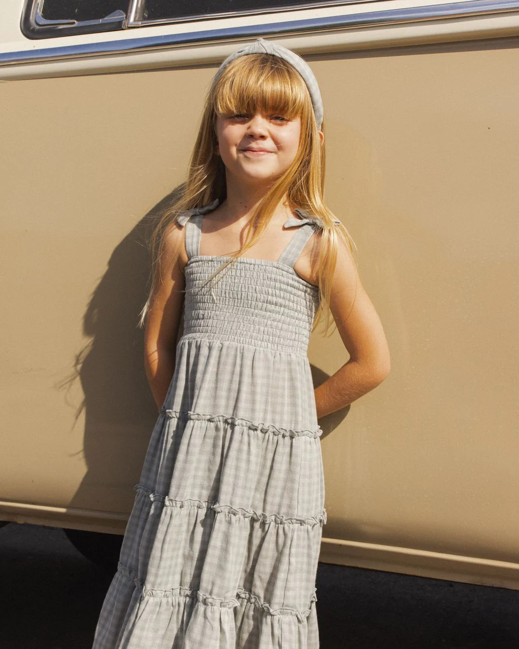 Knotted Headband - Green Gingham by Rylee + Cru - Image 2
