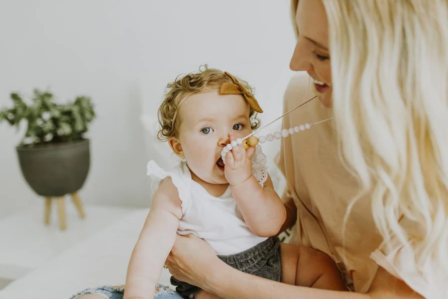 Landon Teething Necklace - Rose Quartz by Chewable Charm - Image 3