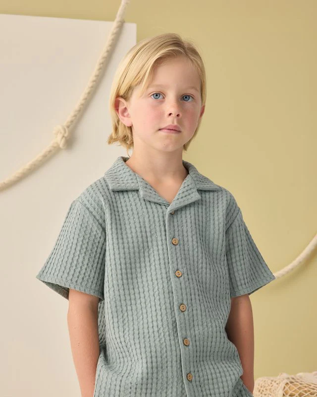 Lapel Collar Shirt - Sea Green by Rylee + Cru - Image 2