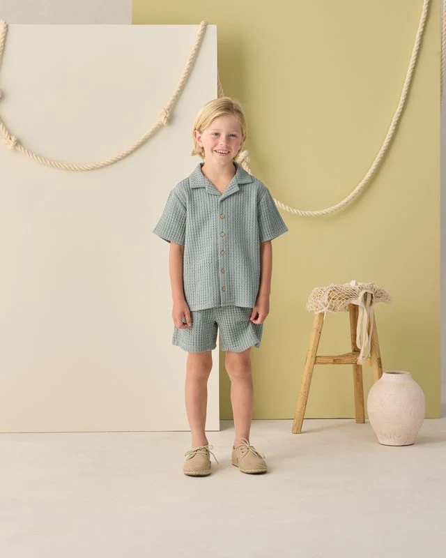 Lapel Collar Shirt - Sea Green by Rylee + Cru - Image 3