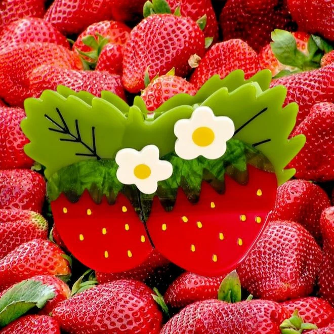 Large Strawberries and Flowers Hair Claw Clip by Jenny Lemons - Image 11