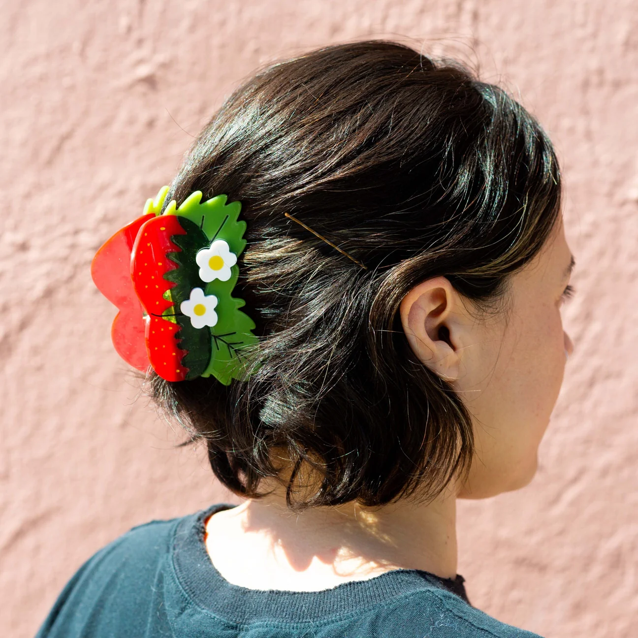 Large Strawberries and Flowers Hair Claw Clip by Jenny Lemons - Image 3