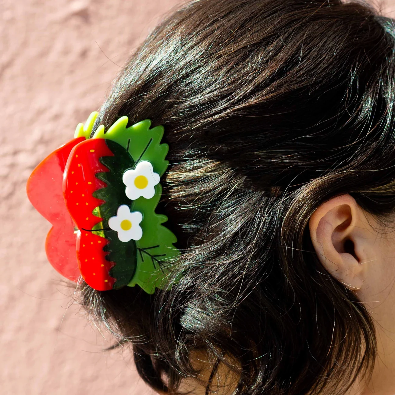 Large Strawberries and Flowers Hair Claw Clip by Jenny Lemons - Image 4