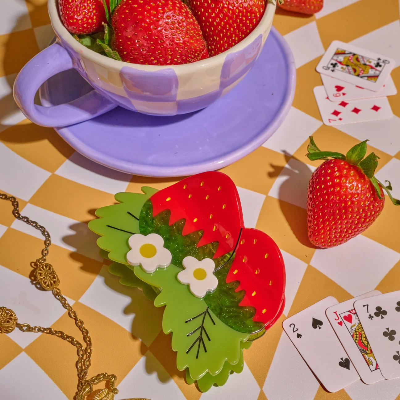 Large Strawberries and Flowers Hair Claw Clip by Jenny Lemons - Image 8