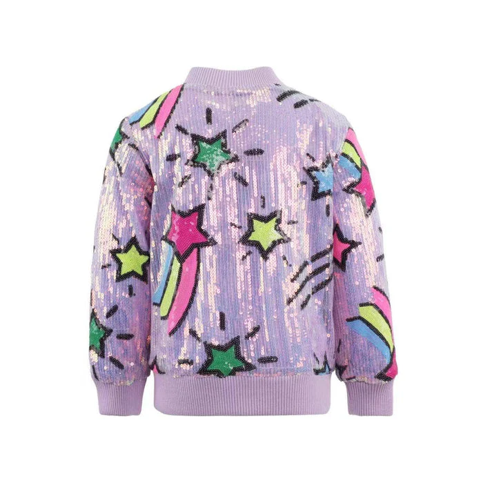 Lavender Shooting Star Sequin Bomber by Lola + The Boys - Image 4