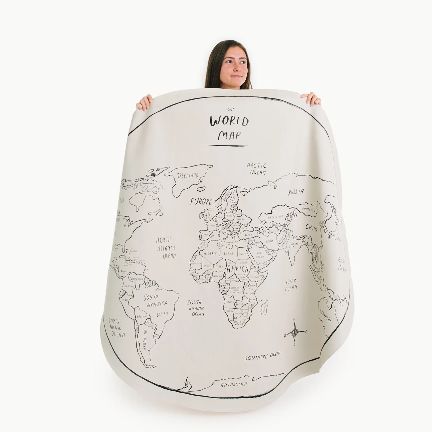 Leather Midi Mat by Gathre - World Map Circle
