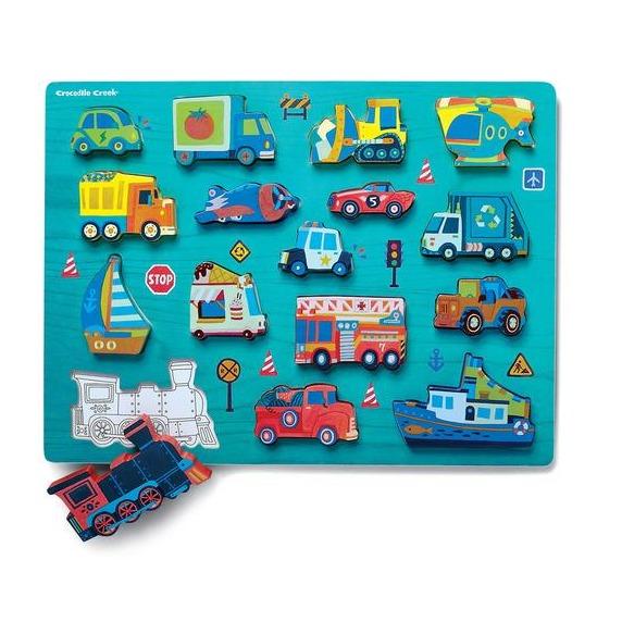 Let's Play 16 Piece Wood Puzzle - Things That Go by Crocodile Creek