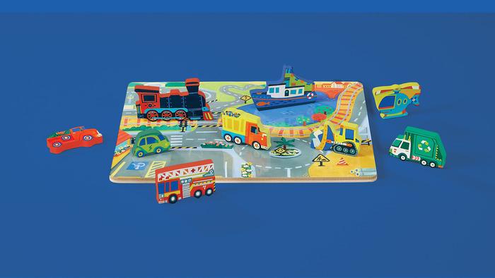 Let's Play 16 Piece Wood Puzzle - Things That Go by Crocodile Creek - Image 2