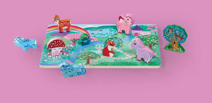 Let's Play 16 Piece Wood Puzzle - Unicorn Garden by Crocodile Creek - Image 2