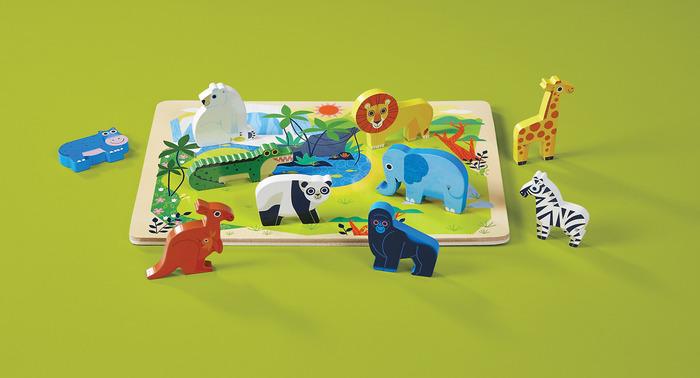 Let's Play 16 Piece Wood Puzzle - Zoo by Crocodile Creek - Image 2