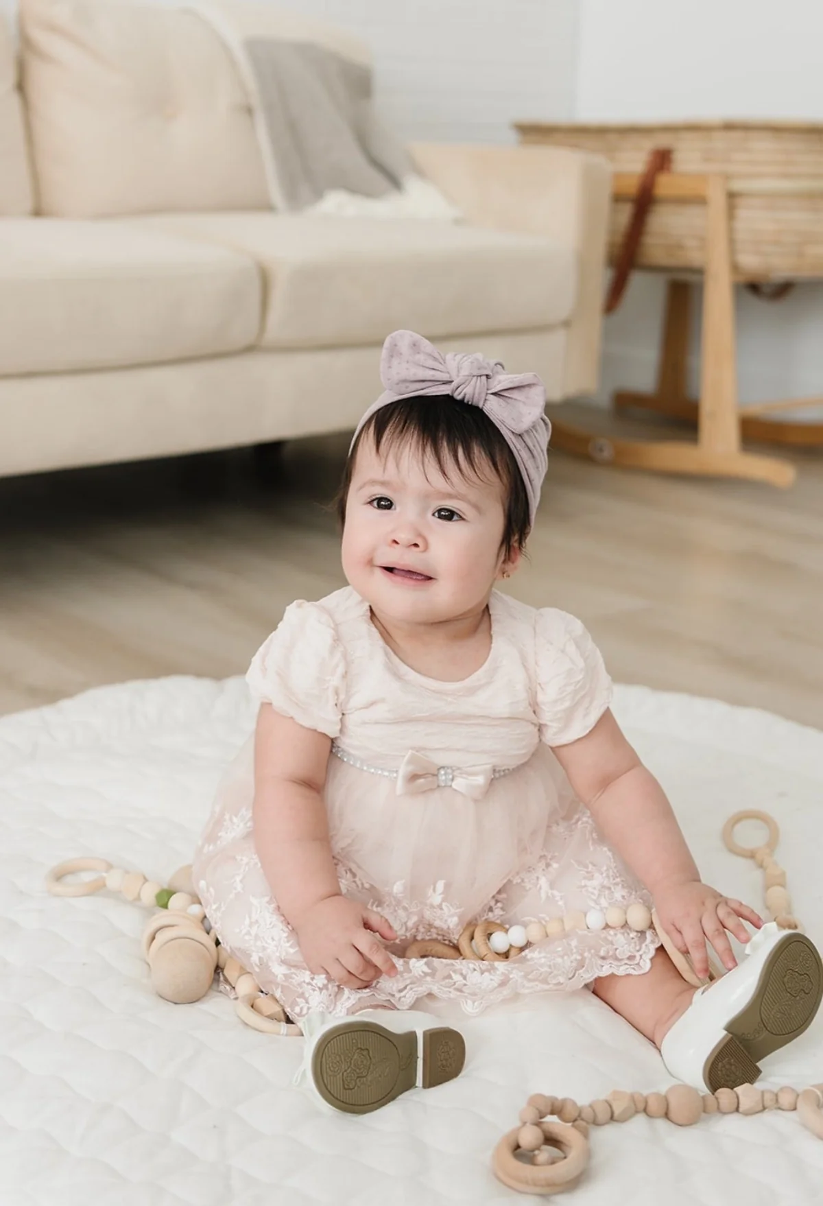 Lightweight Spring Bow Baby Turban - Peony by Golden Dot Lane - Image 2