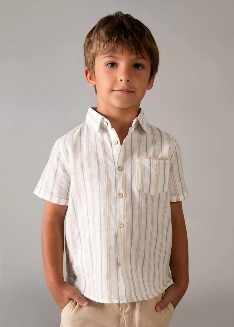 Linen Shorts and Shirt Set - Mocha by Mayoral - Image 2