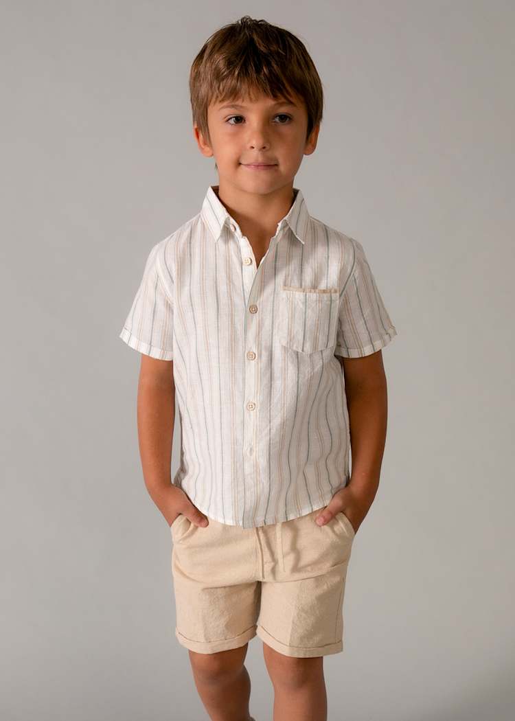 Linen Shorts and Shirt Set - Mocha by Mayoral - Image 4