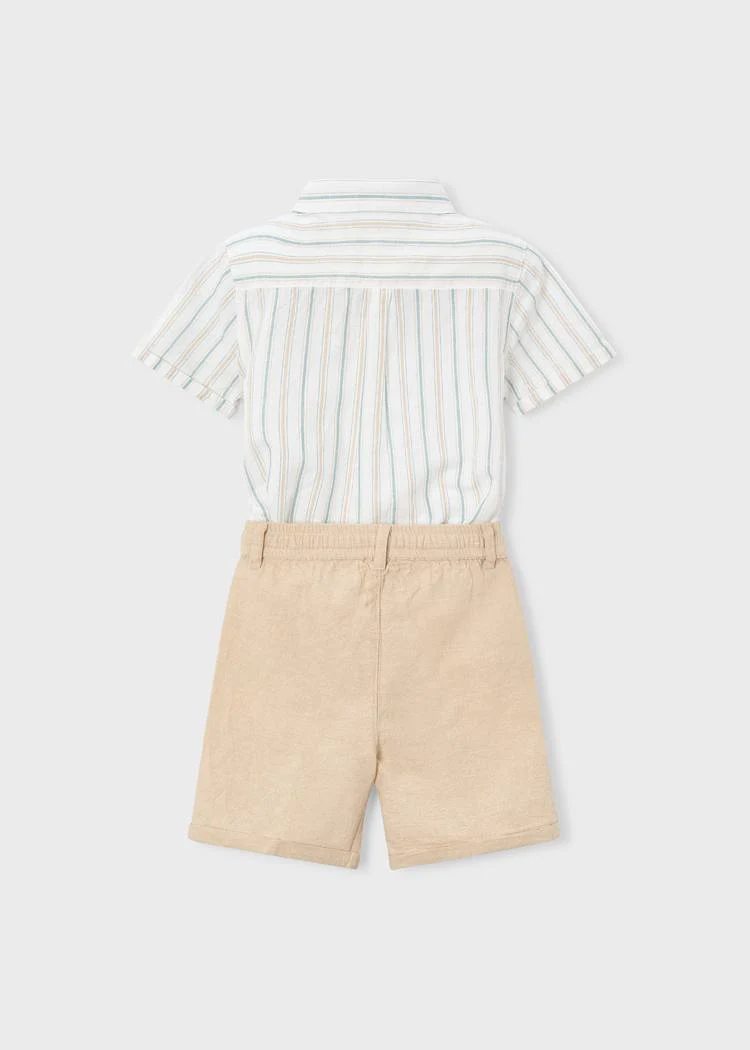 Linen Shorts and Shirt Set - Mocha by Mayoral - Image 5