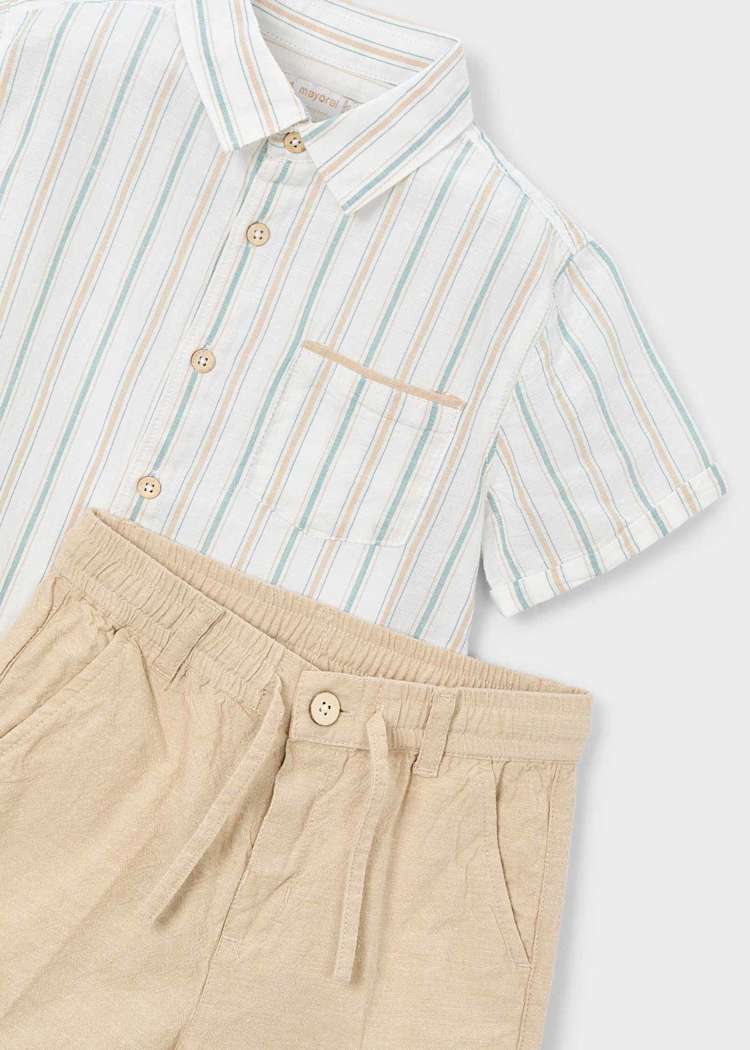 Linen Shorts and Shirt Set - Mocha by Mayoral - Image 6