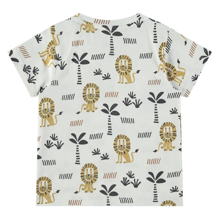 Lion All Over Print Short Sleeve Tee - Milk by Babyfacee - FINAL SALE - Image 2