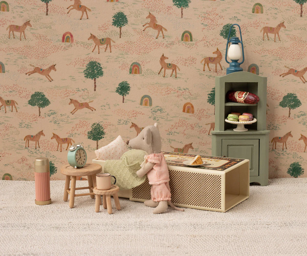 Little Sister Mouse in Matchbox - Pink Check Pajamas by Maileg - Image 2