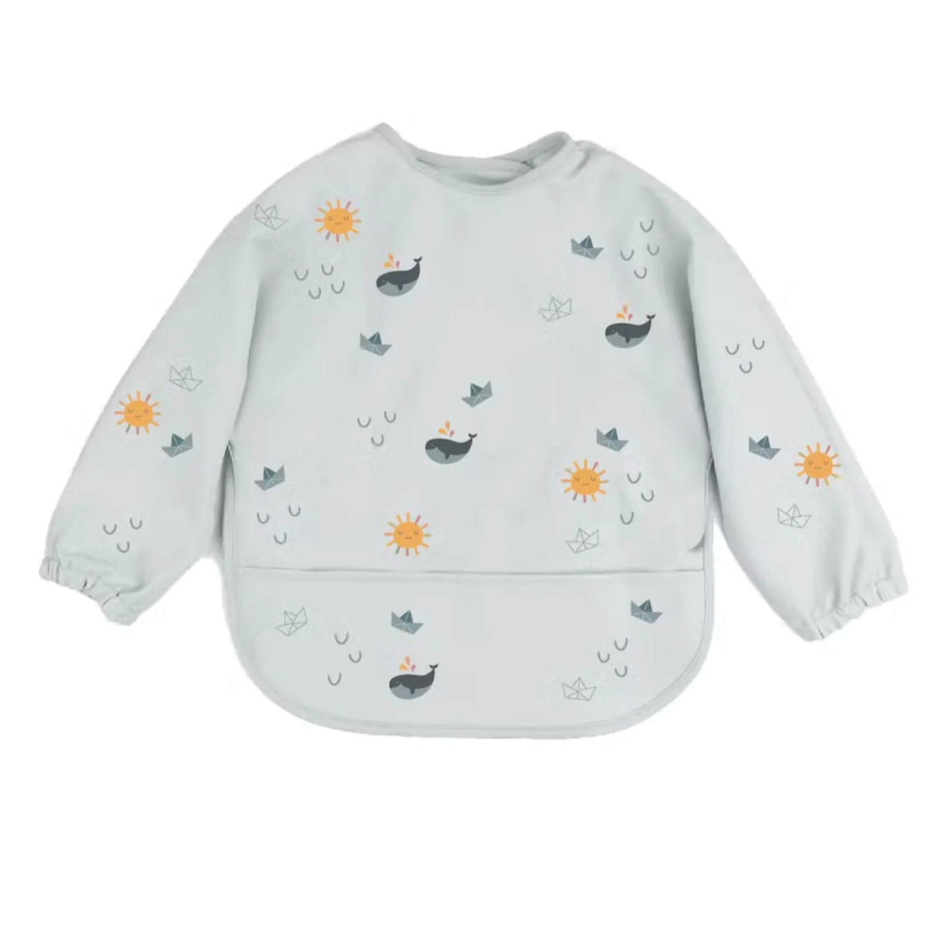 Long Sleeve Bib - Origami Boats by Cotton Cloud