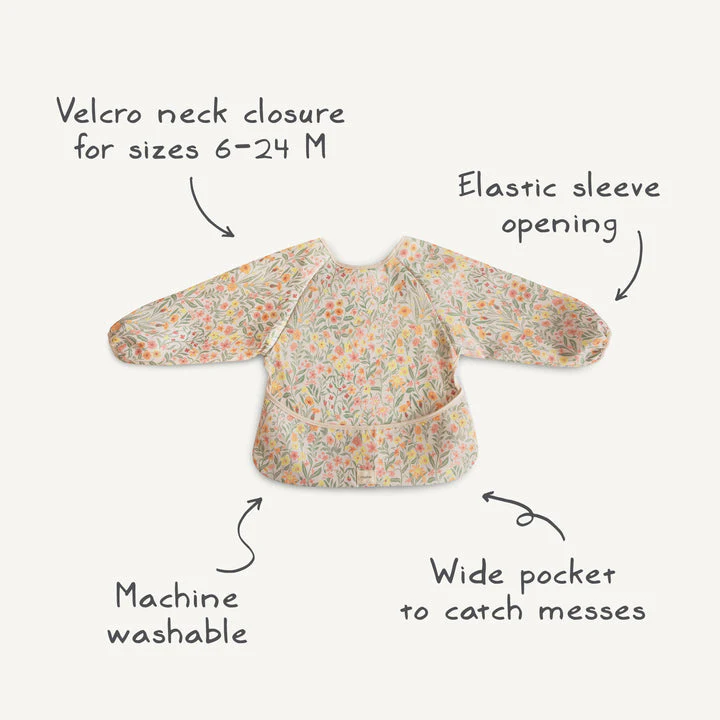 Long Sleeve Bib - Retro Flowers by Mushie - Image 2