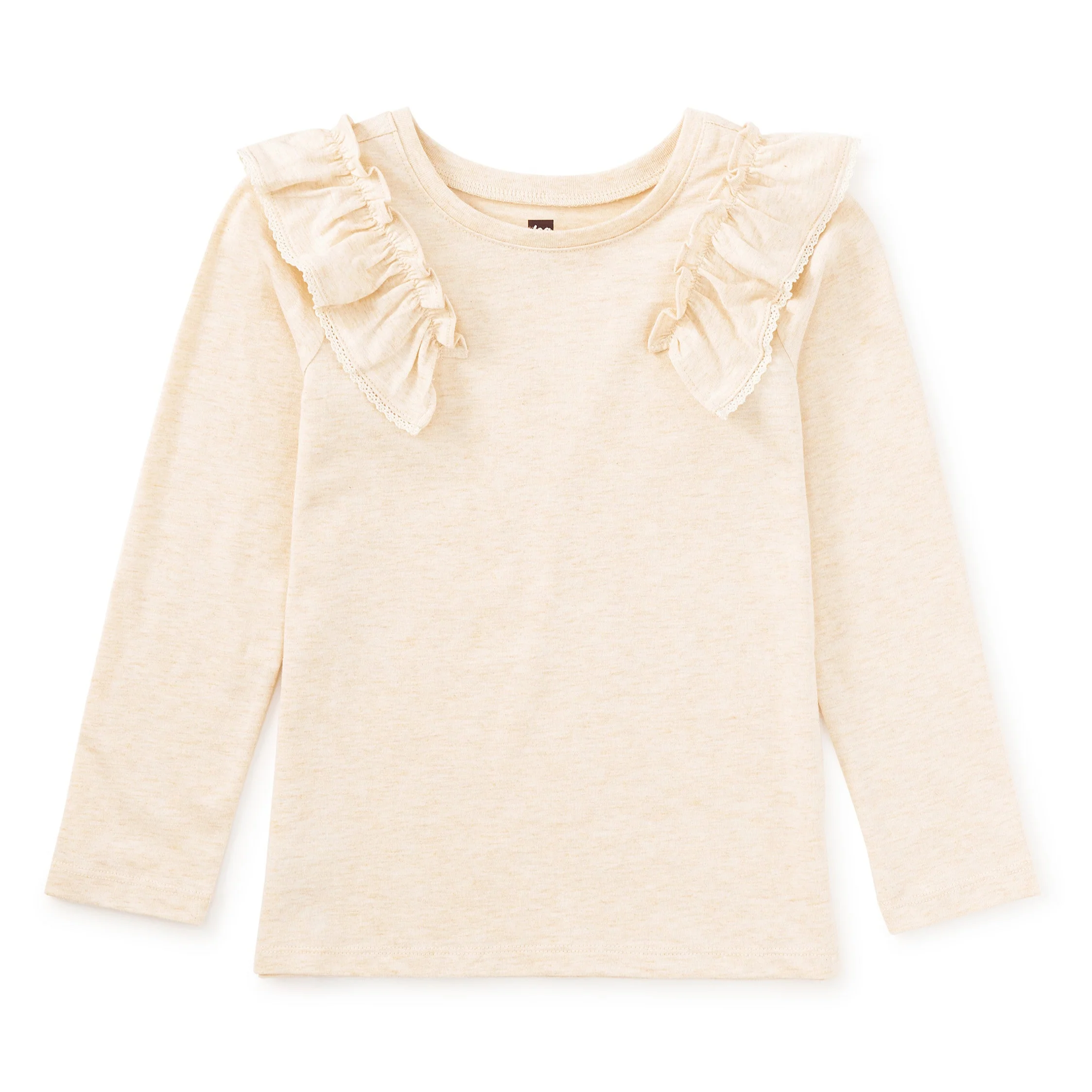 Long Sleeve Lace Trim Top - Oatmeal Heather by Tea Collection - FINAL SALE