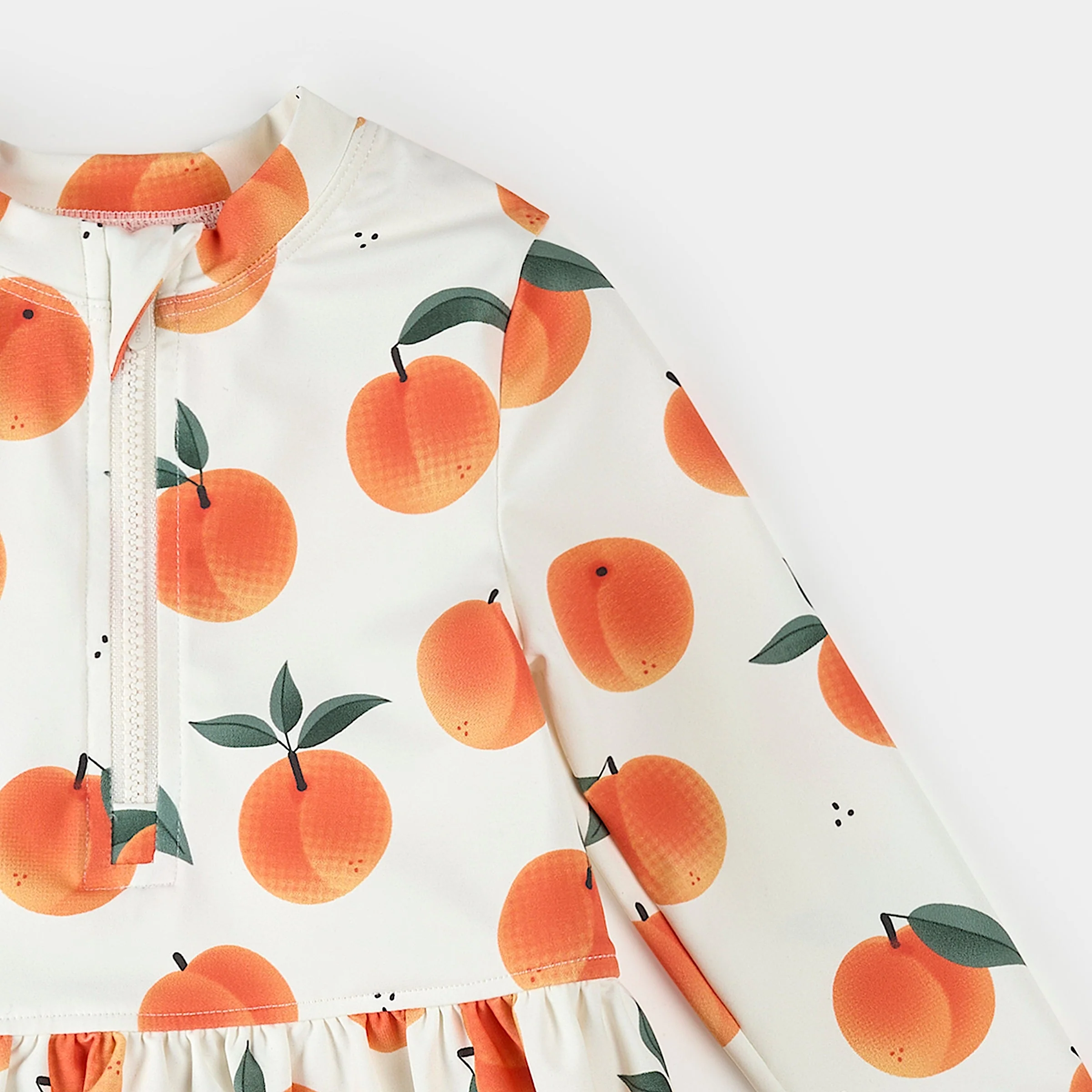 Long Sleeve Rashguard Set - Peaches Print on Off-White by Petit Lem - Image 2