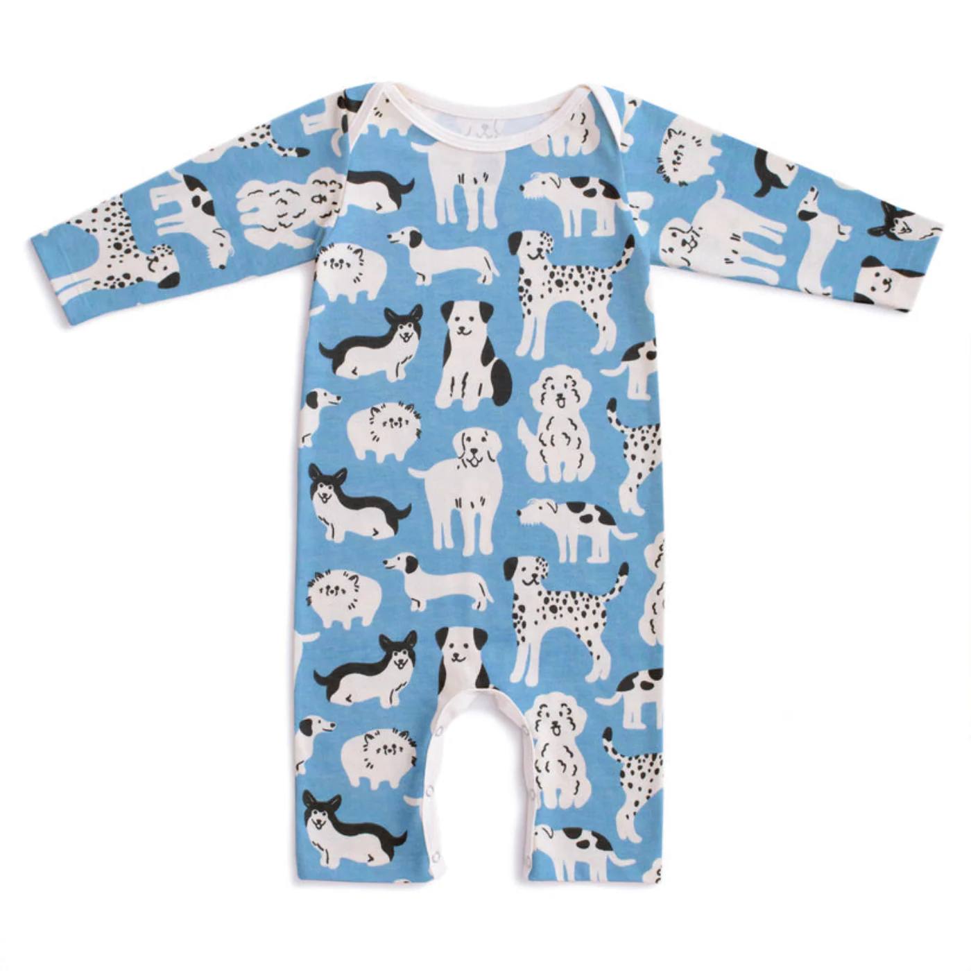 Long Sleeve Romper - Dog Parade Blue by Winter Water Factory - FINAL SALE
