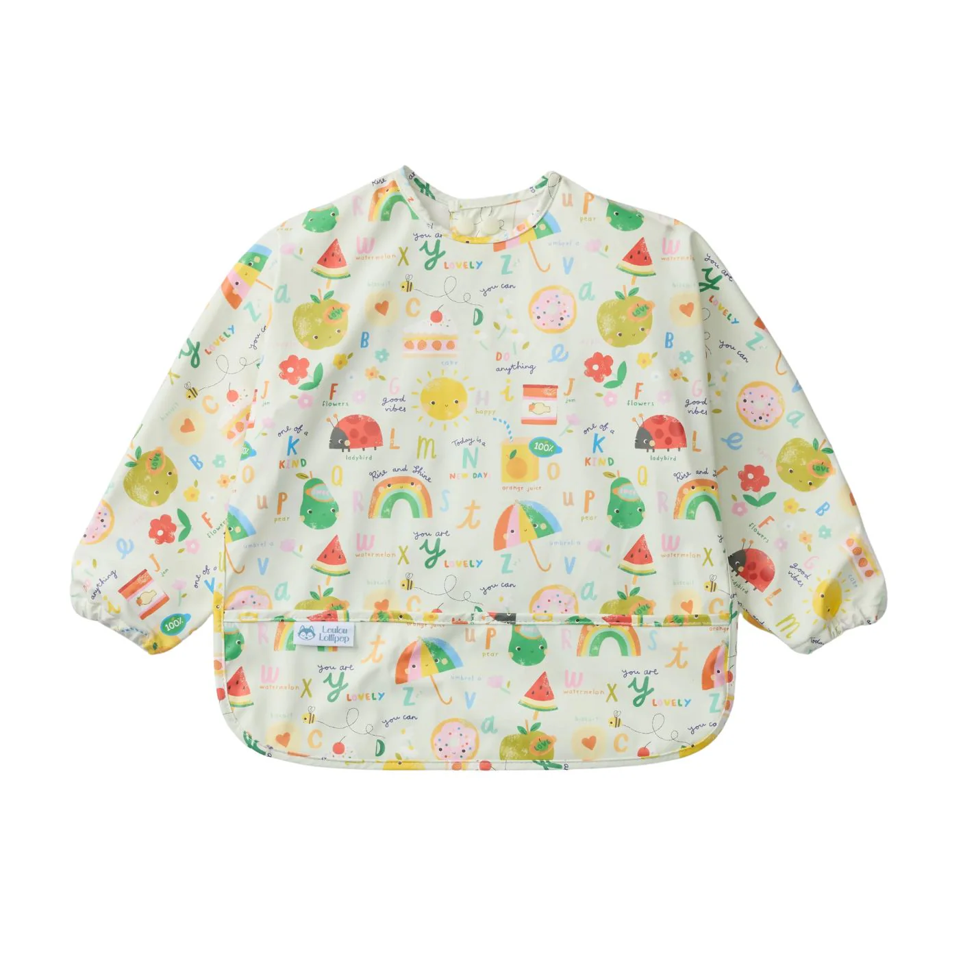 Long Sleeve Waterproof Bib - Alphabet Smiles by Loulou Lollipop