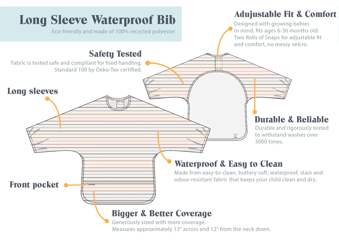 Long Sleeve Waterproof Bib - Planets by Loulou Lollipop - Image 7