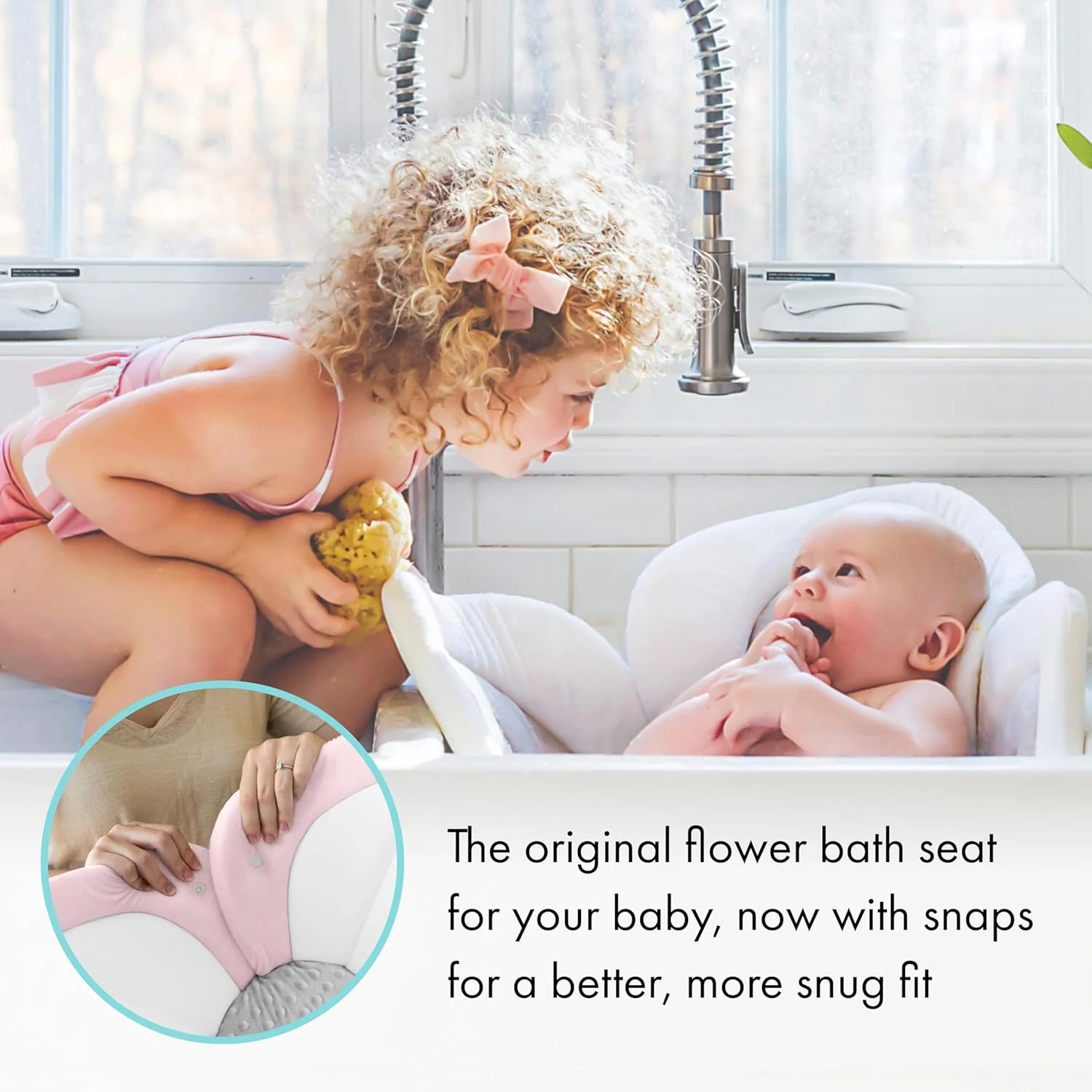 Lotus Baby Bath Seat - Pink/Gray/White by Blooming Bath - Image 2