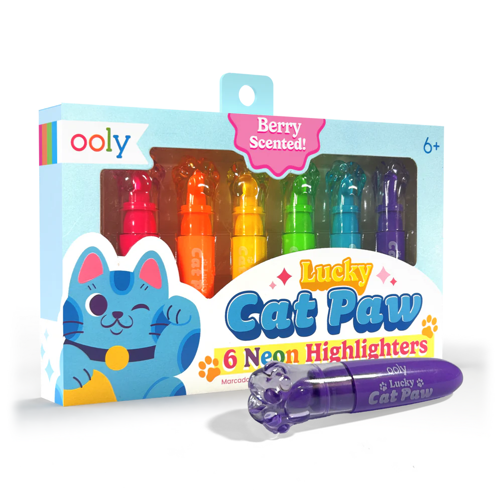 Lucky Cat Paw Scented Neon Highlighters - Set of 6 by OOLY - Image 4