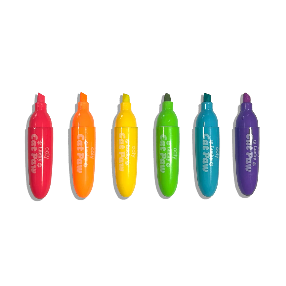 Lucky Cat Paw Scented Neon Highlighters - Set of 6 by OOLY - Image 6