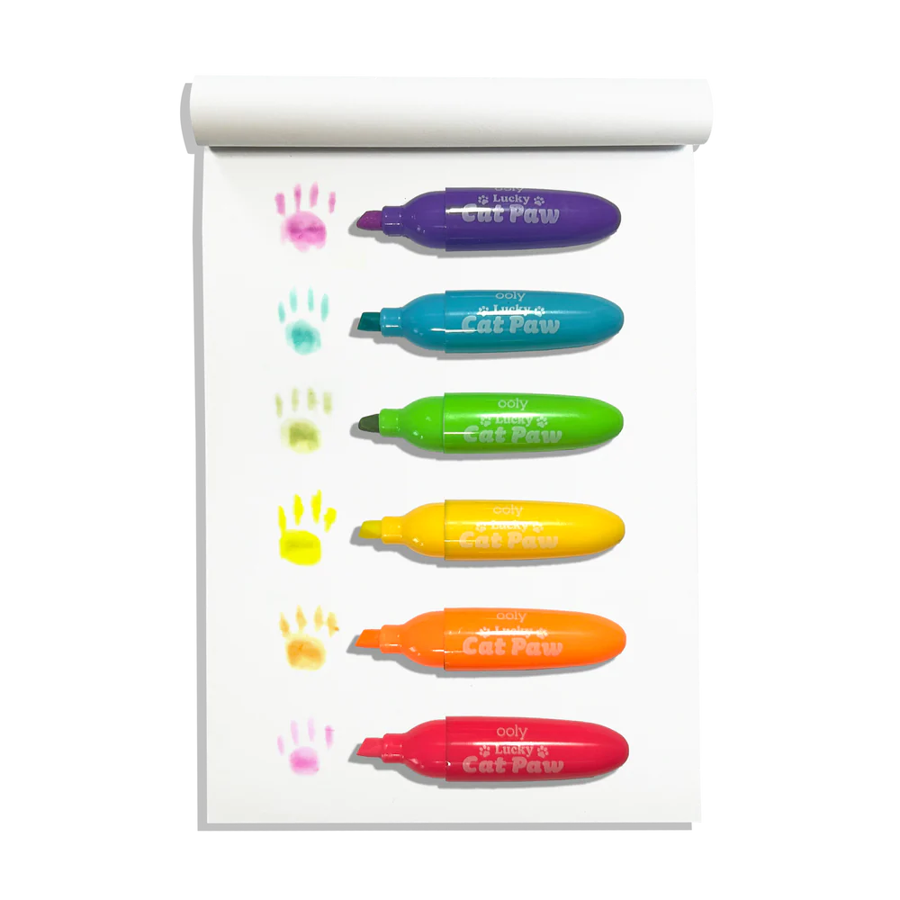 Lucky Cat Paw Scented Neon Highlighters - Set of 6 by OOLY - Image 8