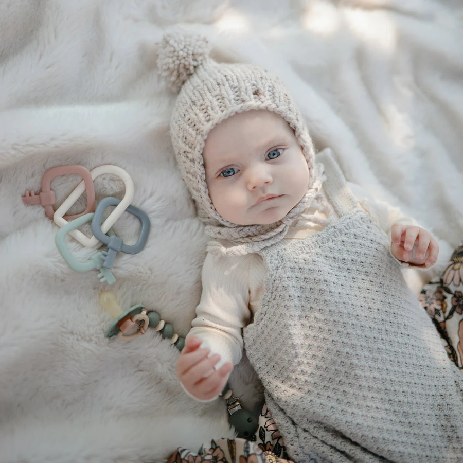 Luna Silicone Pacifier Clip - Dried Thyme by Mushie & Co - Image 2
