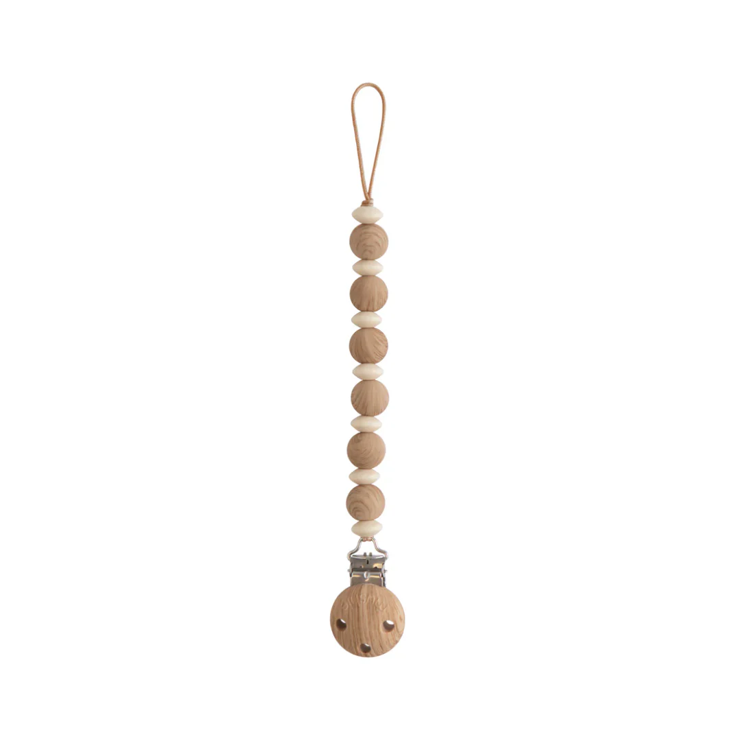 Luna Silicone Pacifier Clip - Faux Wood by Mushie & Co