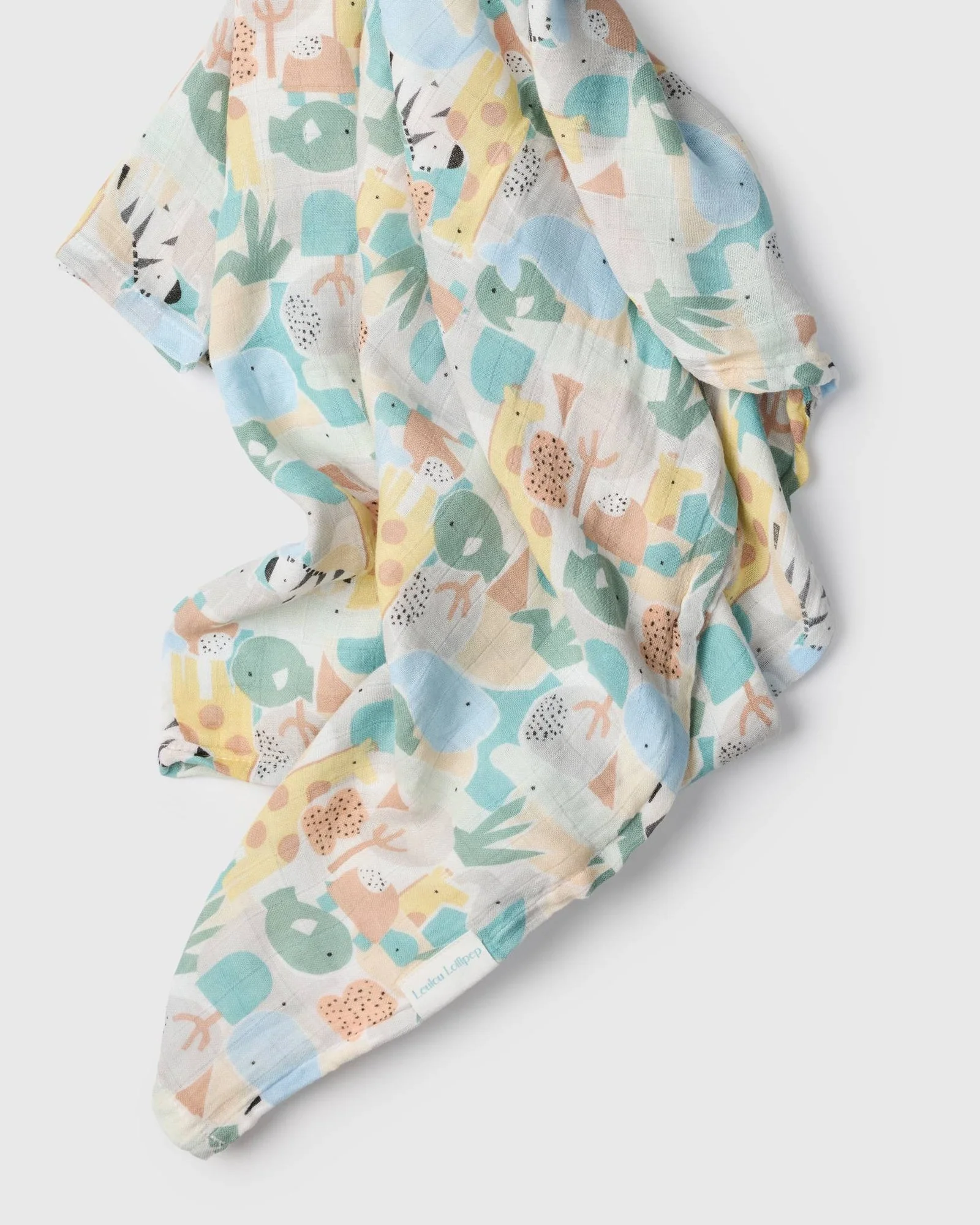 Luxe Muslin Swaddle - Animal Puzzle by Loulou Lollipop - Image 4