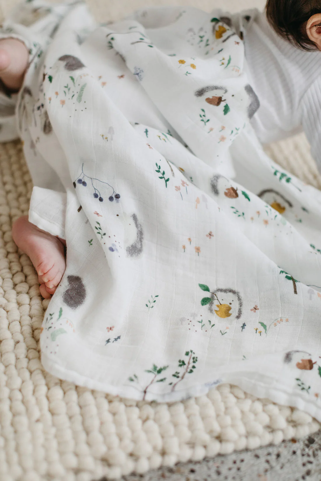 Luxe Muslin Swaddle - Hedgehogs by Loulou Lollipop - Image 2