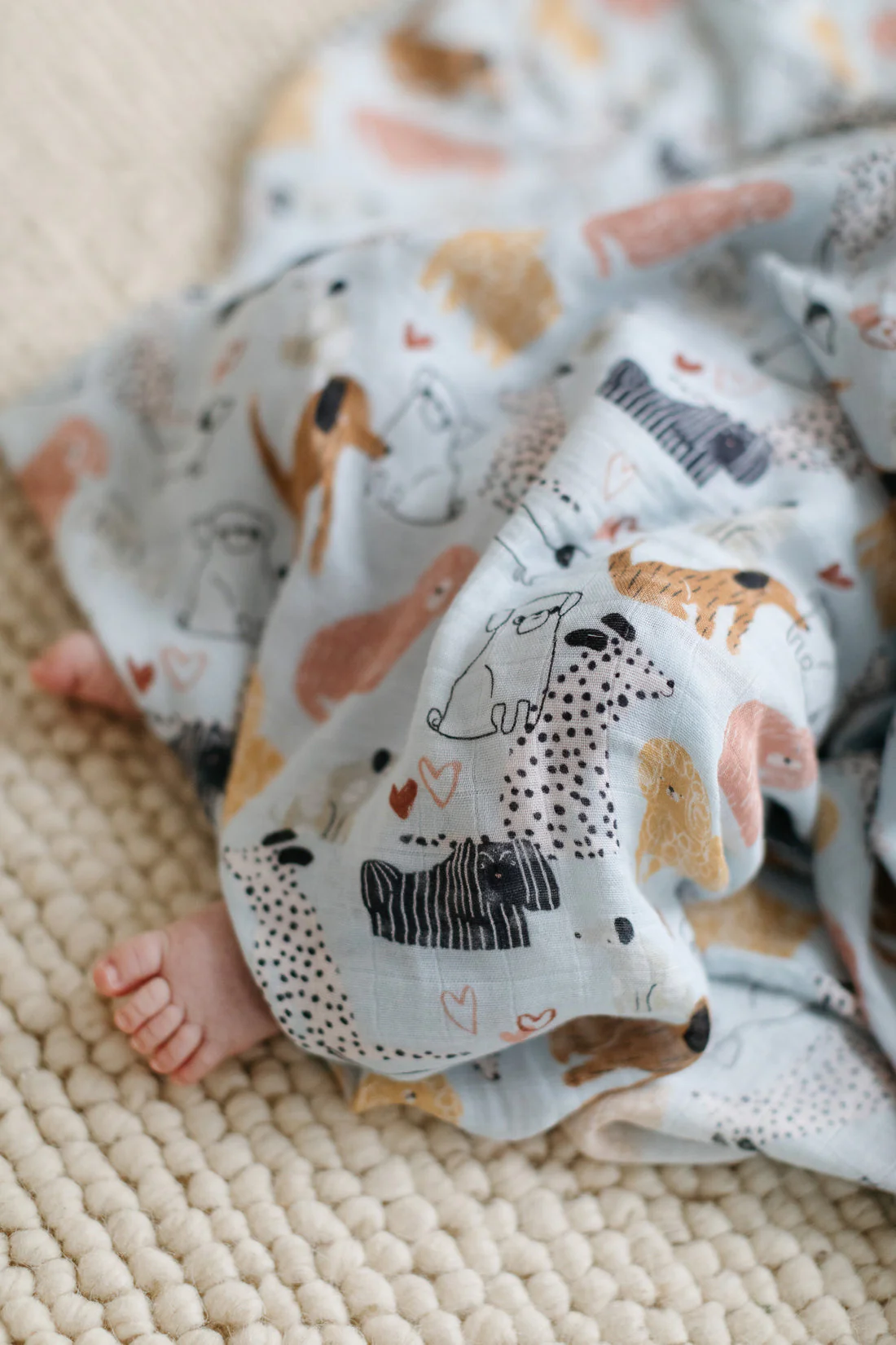 Luxe Muslin Swaddle - Honey Puppies by Loulou Lollipop - Image 3