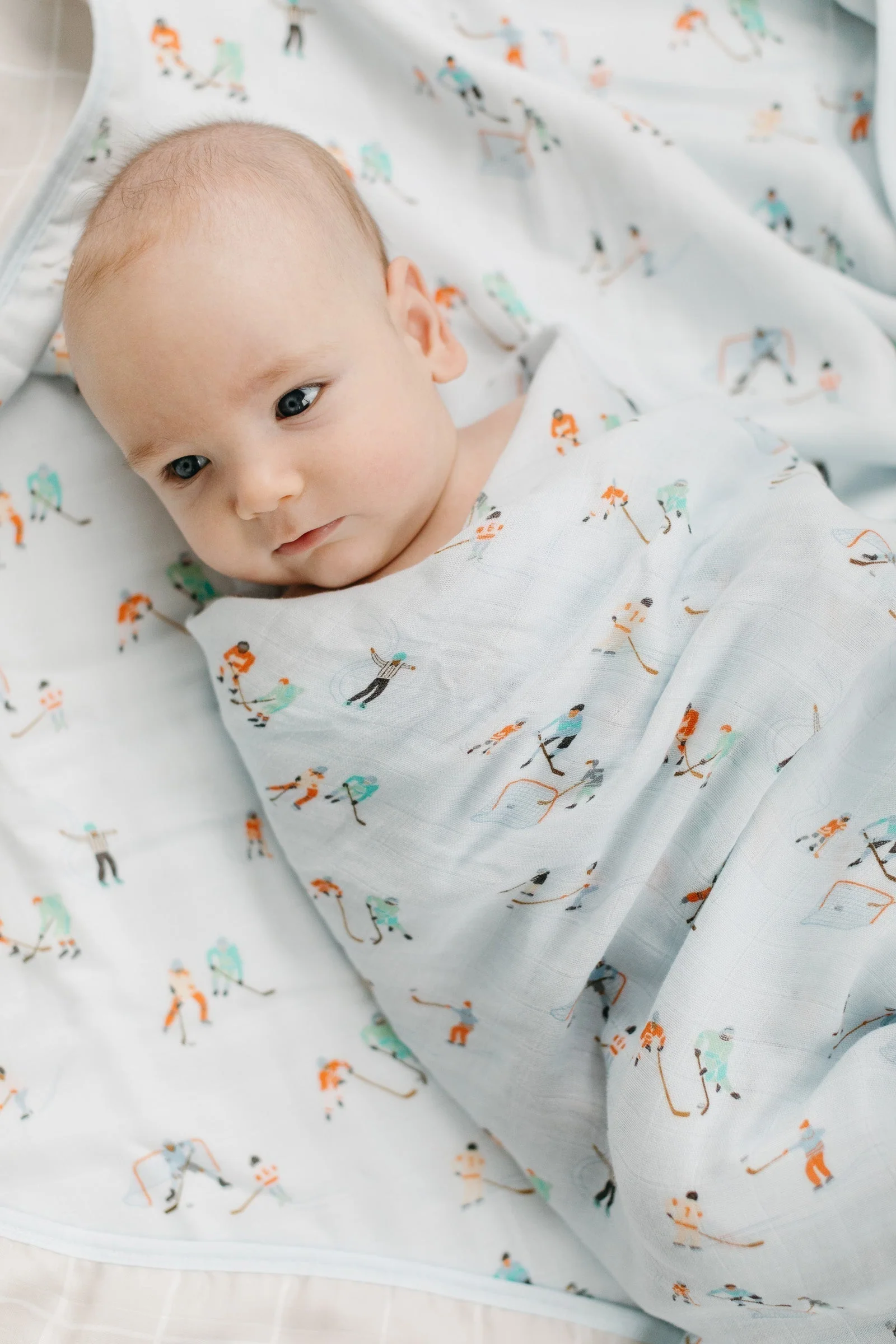 Luxe Muslin Swaddle - Ice Hockey by Loulou Lollipop - Image 2