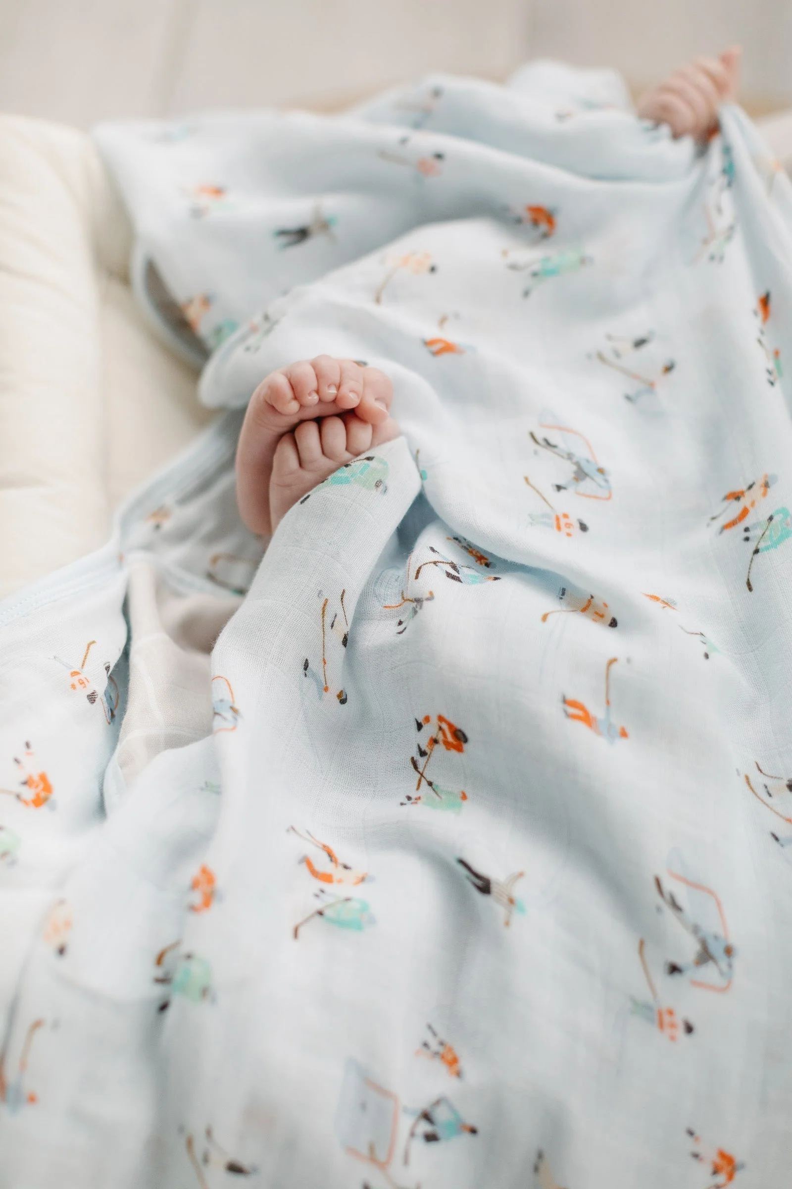 Luxe Muslin Swaddle - Ice Hockey by Loulou Lollipop - Image 3