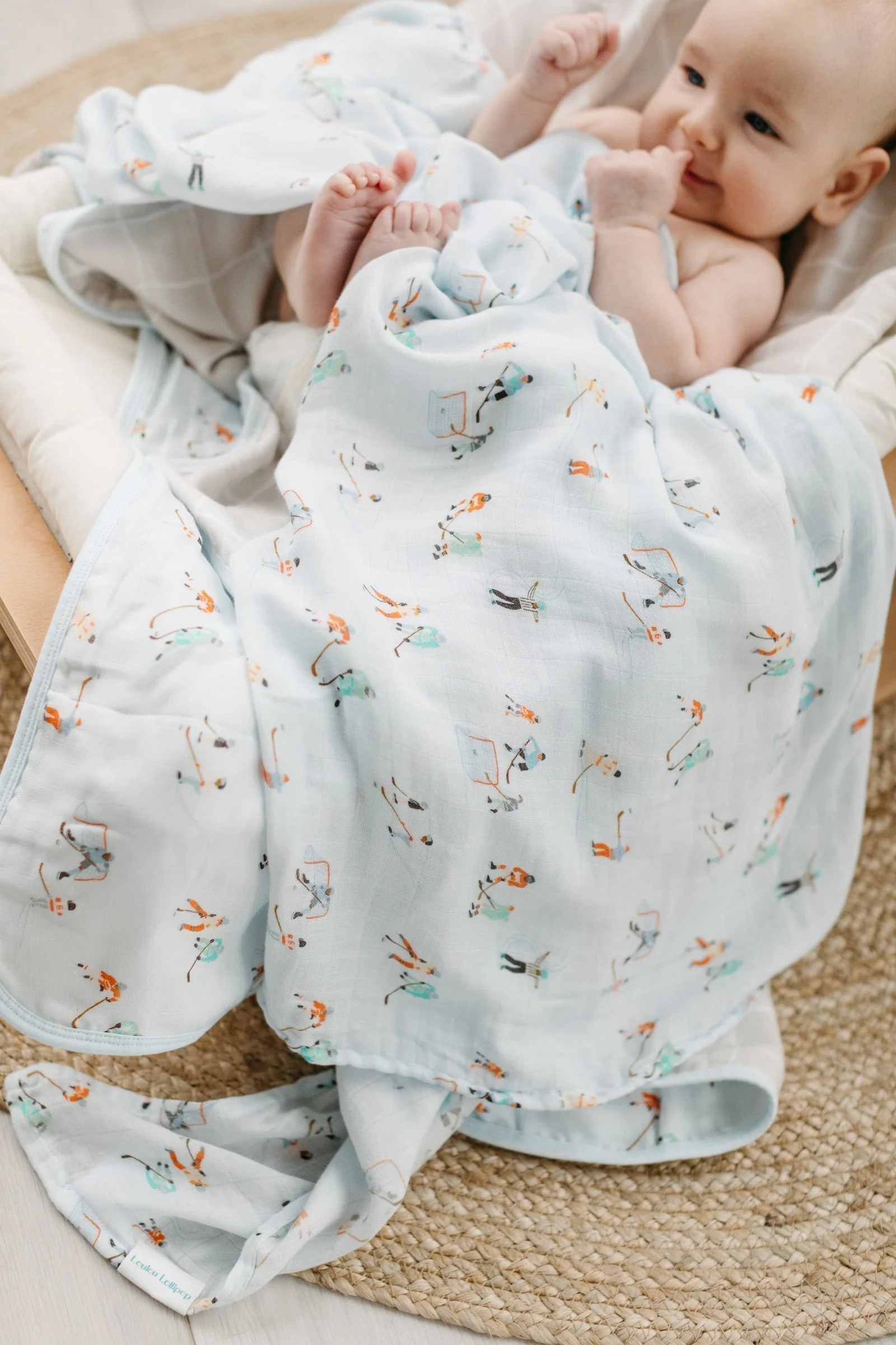 Luxe Muslin Swaddle - Ice Hockey by Loulou Lollipop - Image 4