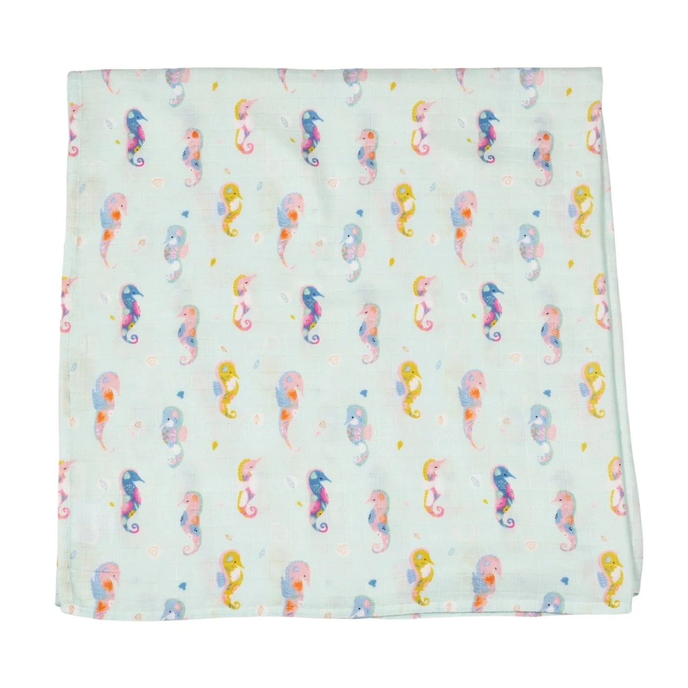 Luxe Muslin Swaddle - Painterly Seahorses by Loulou Lollipop
