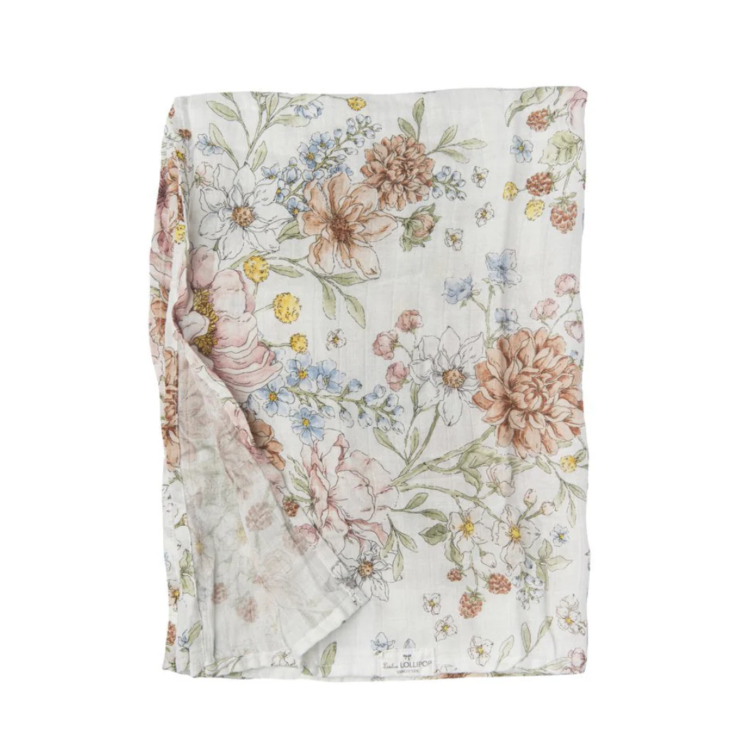 Luxe Muslin Swaddle - Secret Garden by Loulou Lollipop - Image 4
