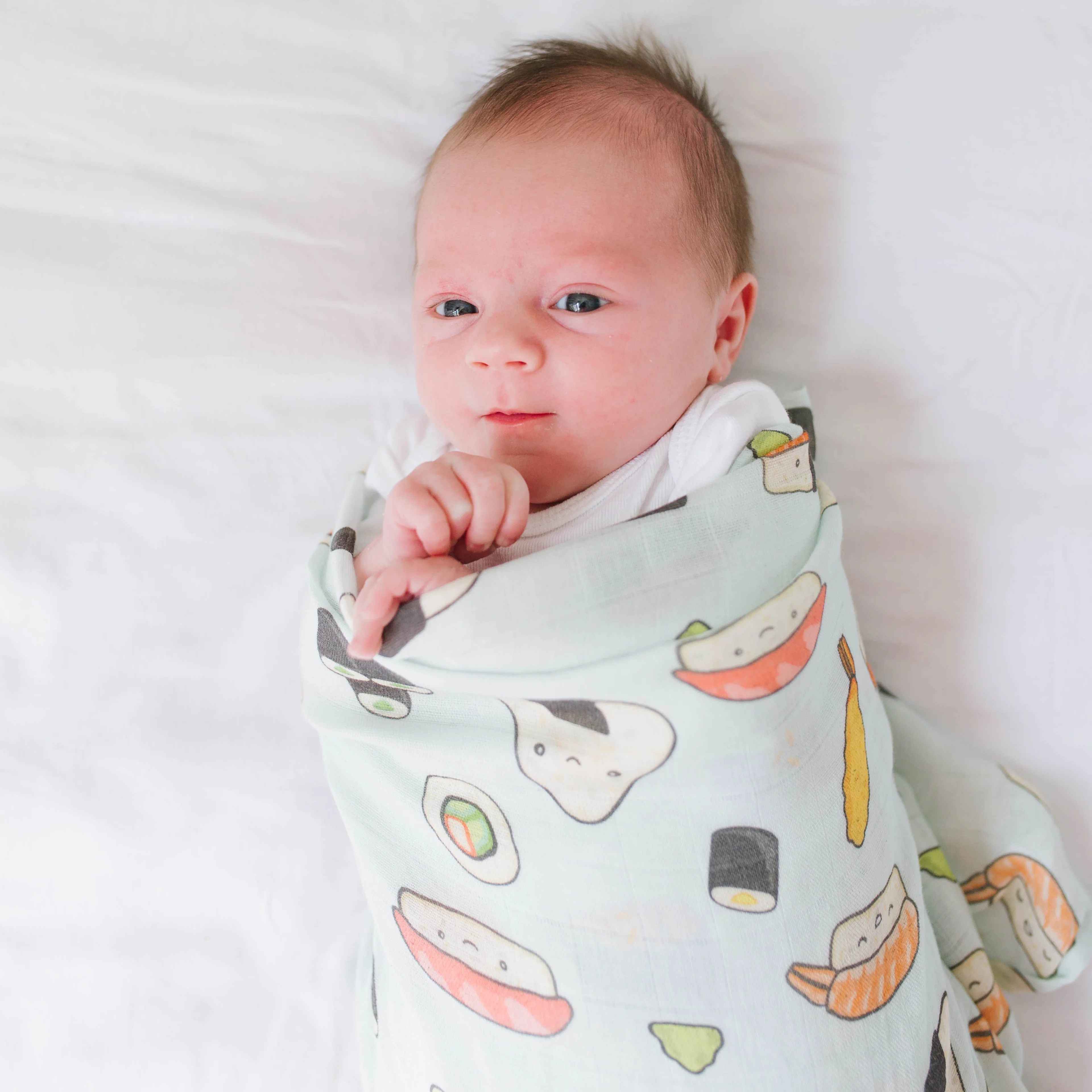 Luxe Muslin Swaddle - Sushi by Loulou Lollipop - Image 2