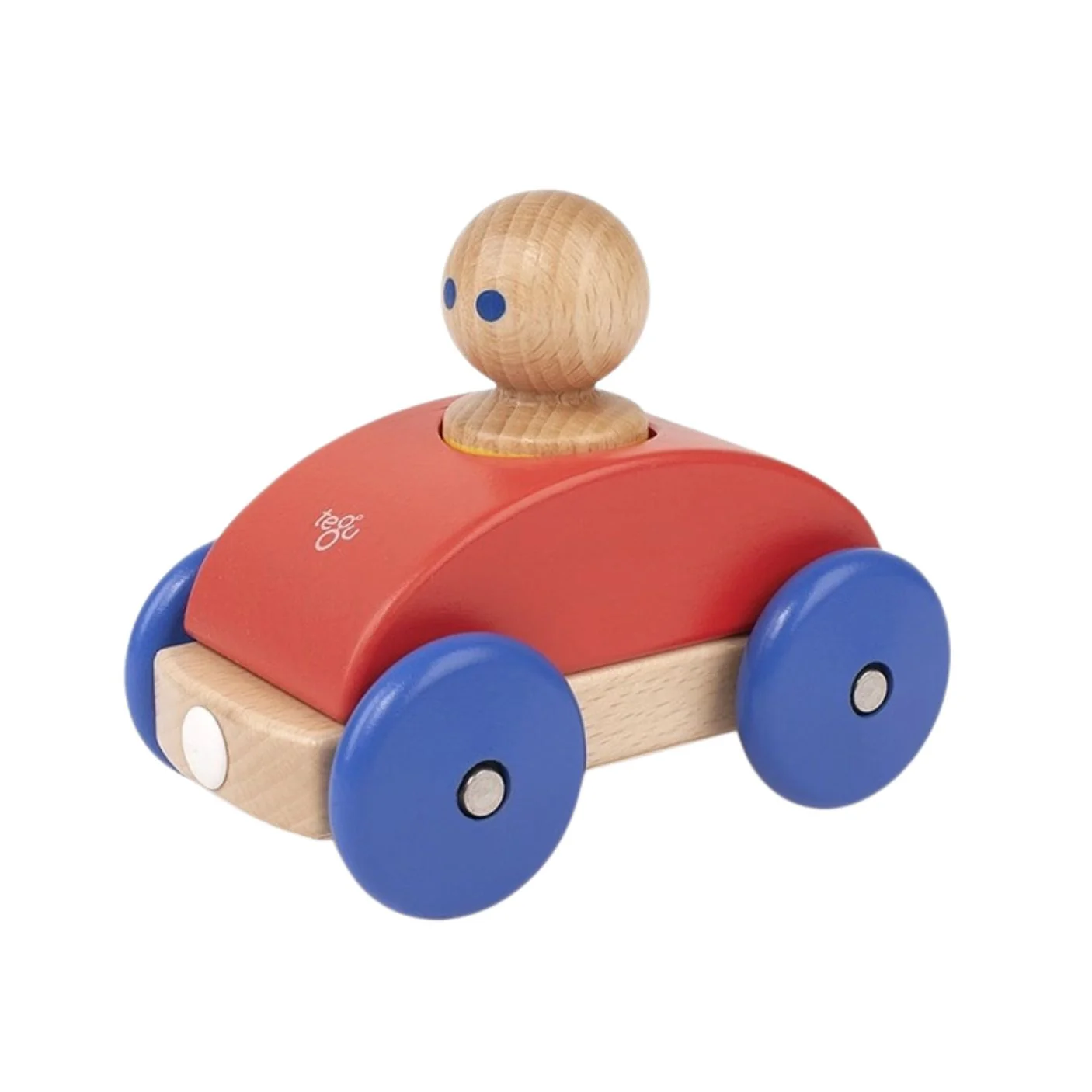 Magnetic Racer Wooden Toy - Poppy/Blue by Tegu
