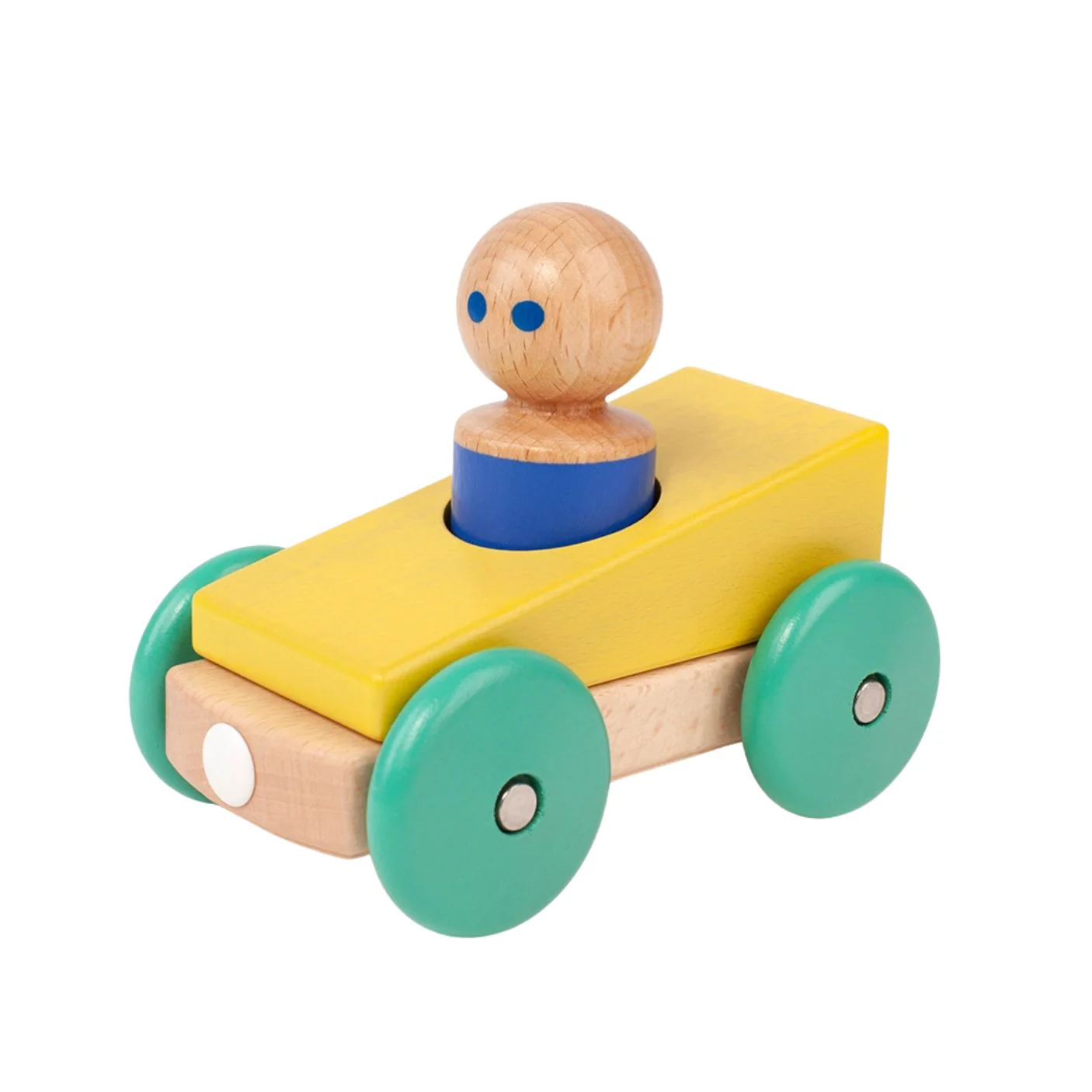 Magnetic Racer Wooden Toy - Teal/Yellow by Tegu