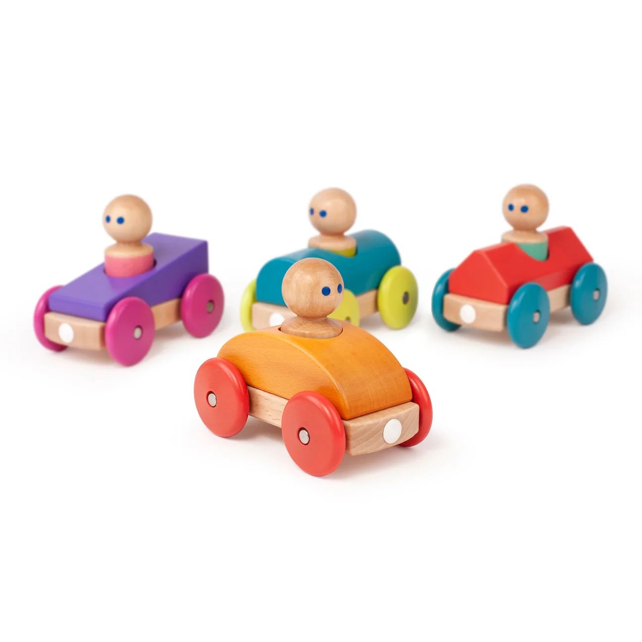 Magnetic Racer Wooden Toy - Teal/Yellow by Tegu - Image 2