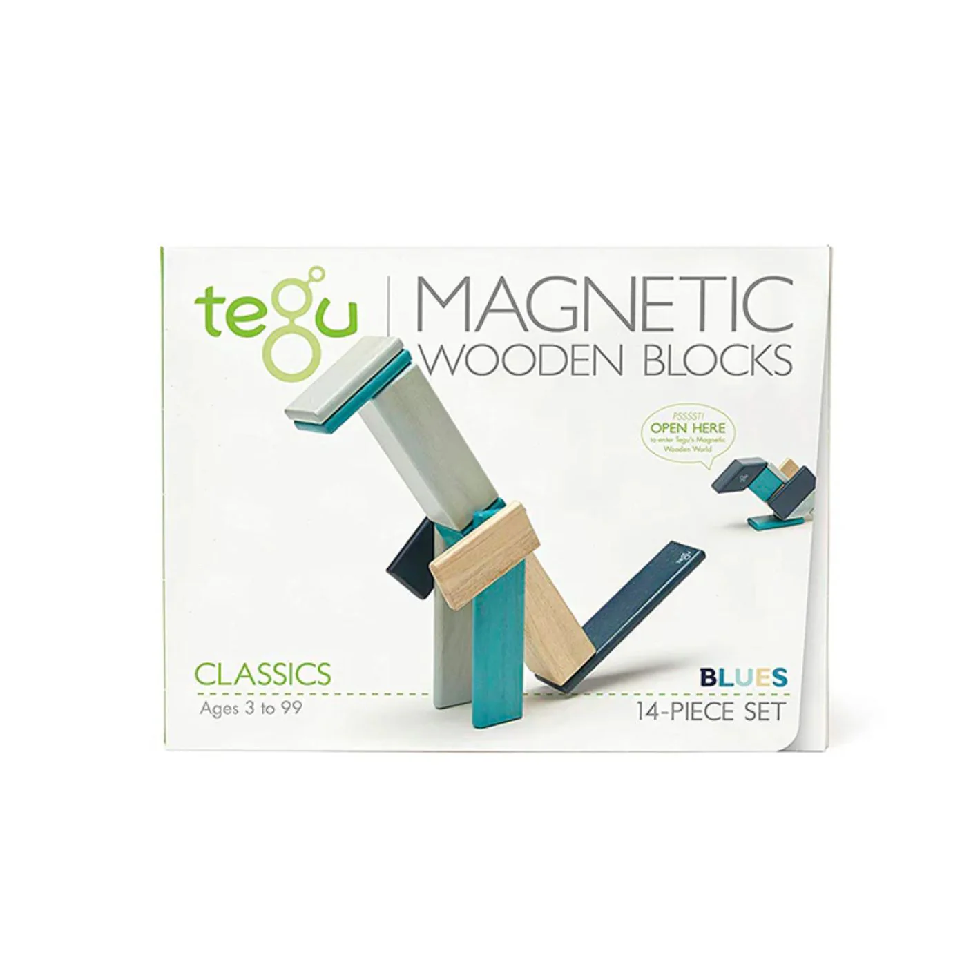 Magnetic Block Set 14 Pc Set - Blues by Tegu