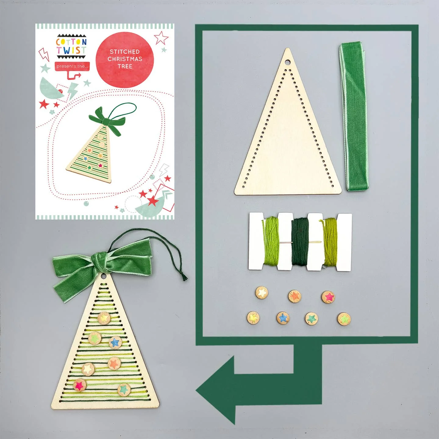 Make Your Own Stitched Christmas Tree Decoration Kit by Cotton Twist - Image 3