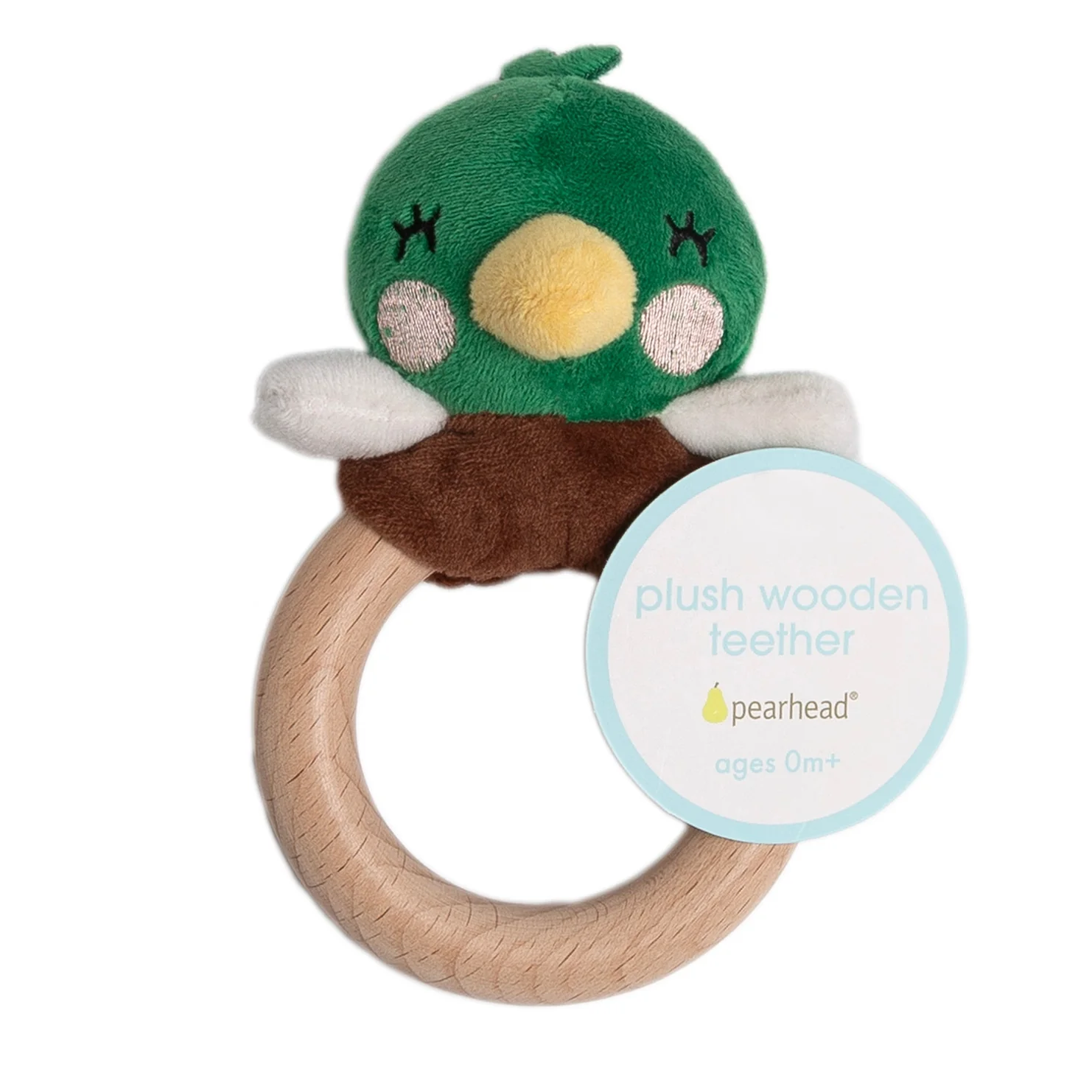 Mallard Duck Wooden & Plush Baby Teether by Pearhead - Image 5