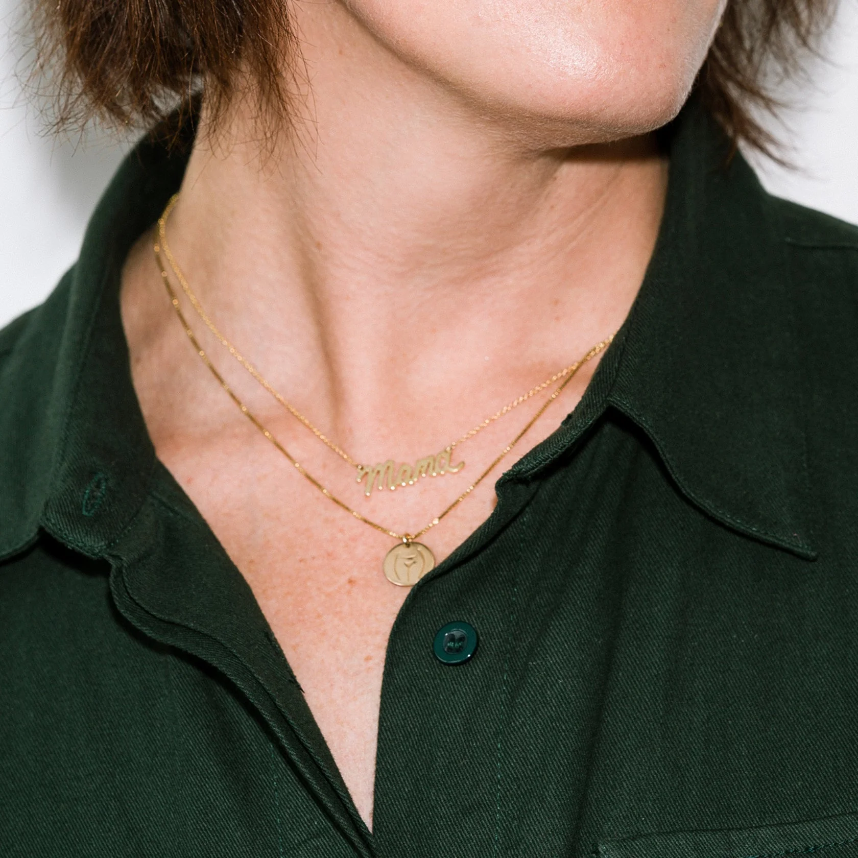 Mama Script Necklace - 18K Gold Plated Letters by Larissa Loden - Image 3